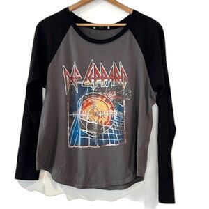 Daydreamer Def Leppard Grey Black Raglan Sleeve T-Shirt Large Cotton